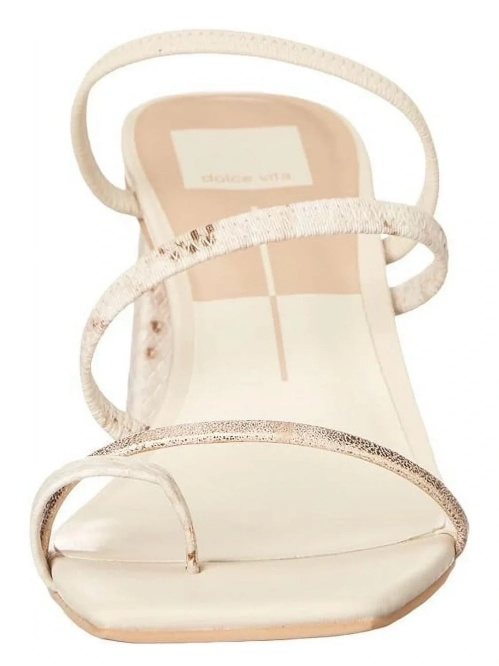 Dolce Vita Prisma- Strappy Metallic Cream Block Heel Sandals - 8